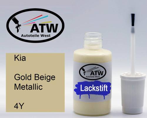 Kia, Gold Beige Metallic, 4Y: 20ml Lackstift, von ATW Autoteile West.